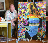 Wyoming artist John 
Guthrie, at the easel with 